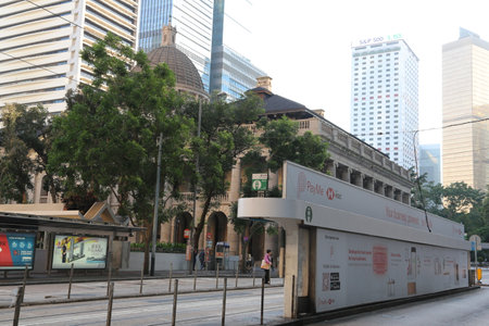 With a history of more than 100 years, the colorful Hong Kong trams are still running on the streets of Central and in front of the Court of Final Appeal.のeditorial素材