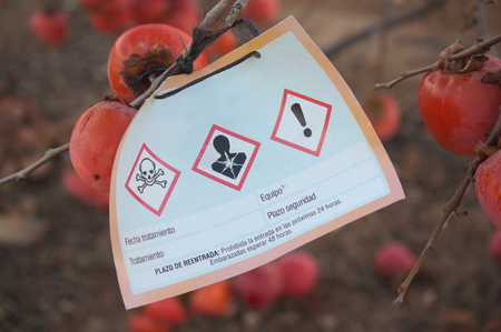Warning label that fields have been sprayed with some or some ingredients dangerous to human life