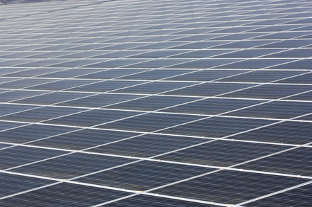 Closeup of some solar panels with geometric texture at a photovoltaic plant