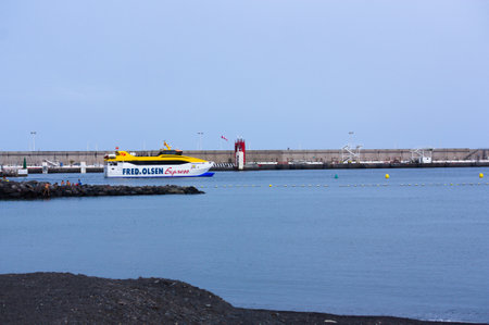 August, 2018. San SebastiÃ¡n de la Gomera, Tenerife, Spain. Image of one of the ferries of the...
