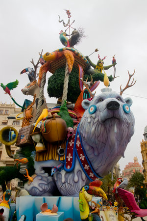 March, 2022. Valencia, Spain. Image of the monument planted in the Plaza del Ayuntamiento in...