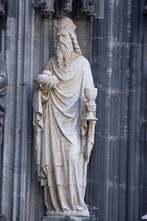 medieval statues cathedral in Cologne, Koln,Germany,2017のeditorial素材