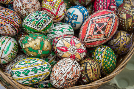romanian painted easter eggs near Humor Monastery, ROMANIA. at the fair market,16 september, 2017のeditorial素材