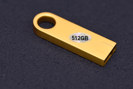 USB flash drive , 512 GB, 3.0 on black backgroundの写真素材