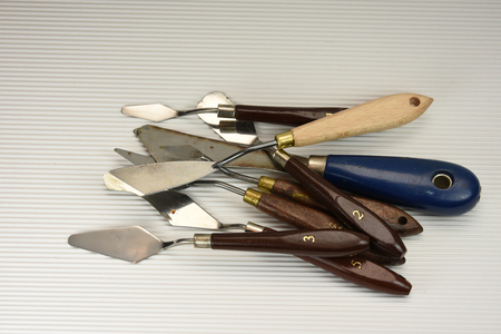 various knife spatula isolated over the white backgroundの写真素材