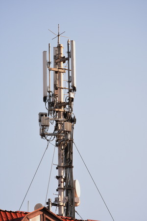 Telecommunications equipment - directional mobile phone antenna dishes.の写真素材