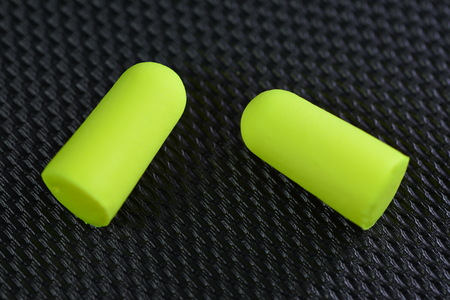 green yellow earplugsの写真素材