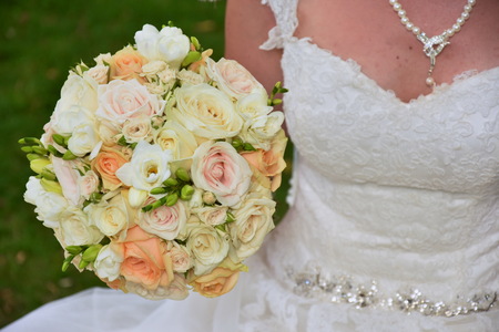 Wedding bridal bouquet of rosesの写真素材