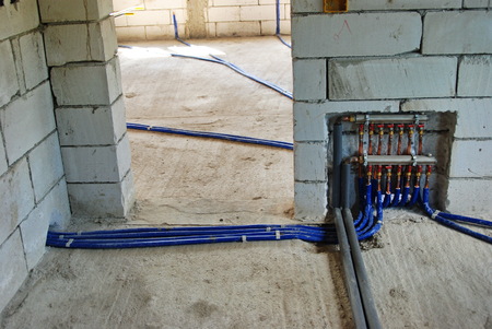 Underfloor Installation for home heating in residential buildingの写真素材