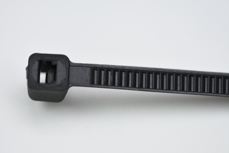 Cable zip ties,nylon cable tile isolated on black background,detailの写真素材