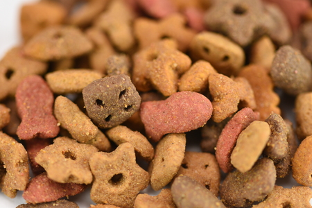 Dry cats,dogs food on white background