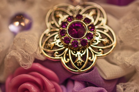 Jewelry, Brooch on Wedding Bouquetの写真素材