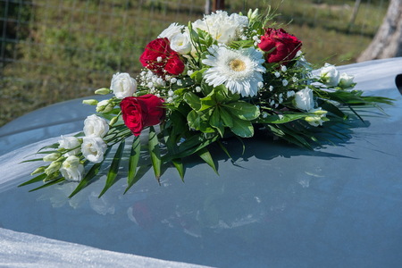 Wedding car decoration in Romaniaの写真素材