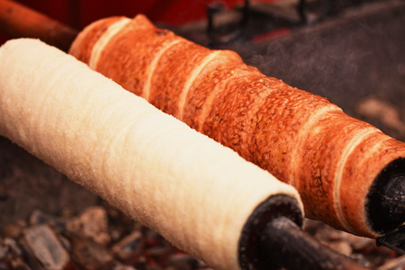 Kurtos-Kolac - Kurtos Kalacs,prepared on the grill, at a traditional food fair Specific for...