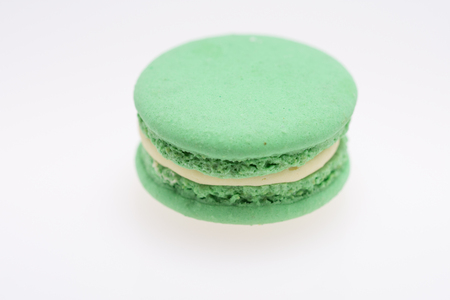 green Macarons  isolated on whiteの写真素材