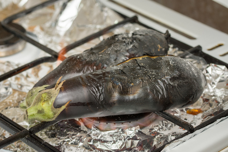 romanian food - eggplant fried on the stoveの写真素材