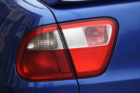 Car's exterior details.Blue car .Rear light.の写真素材