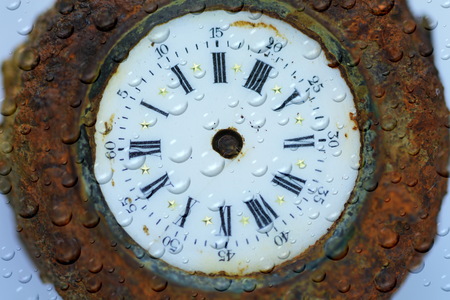 Old clock, with roman numeralsの写真素材