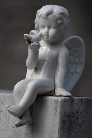 BISTRITA, ROMANIA , APRILIE 2016, Angel statue in cemeteryのeditorial素材