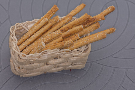 Grissini Breadsticks,  Sesame-Covered Bread Sticks ,の写真素材