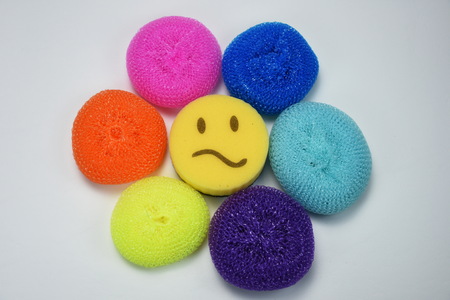 round colorful kitchen sponges