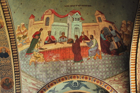 Mural painting at the Church  St. Andrew, Bistrita,Romania,2015 mural painting :   Beheading of St....