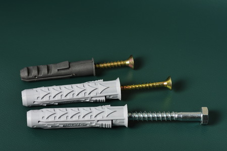 Screws With Plastic Dowels isolatedの写真素材