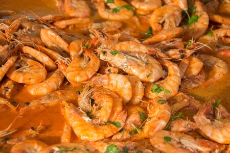 shrimp with rice in wineの写真素材