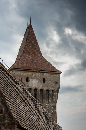 ROMANIA , Corvin Castle or Hunyadi Castle  september, 2018,Hunedoara, Transylvania,exterior viewのeditorial素材