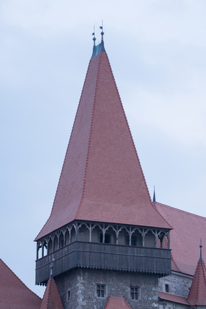 ROMANIA , Corvin Castle or Hunyadi Castle  september, 2018,Hunedoara, Transylvania,exterior viewのeditorial素材