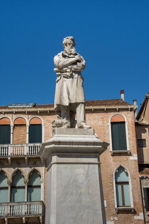 Statue of Niccolo Tommaseo at Campo Santo Stefano, Venice, Italy,march, 2019のeditorial素材
