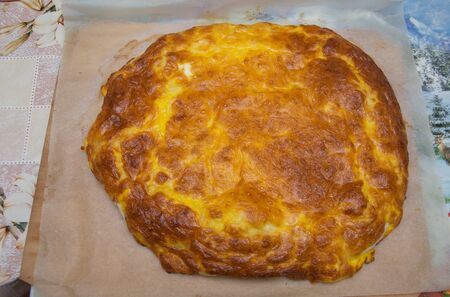 Pasca,egg and cheese pie ,traditional from Ardeal, Romania, Bistrita,Milasのeditorial素材