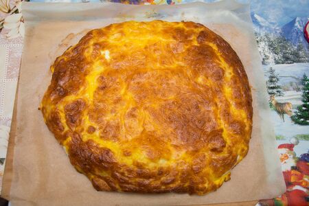 Pasca,egg and cheese pie ,traditional from Ardeal, Romania, Bistrita,Milasのeditorial素材