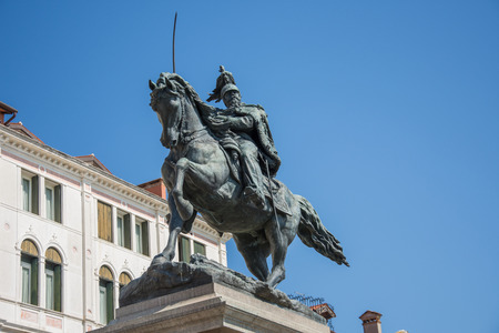 Equestrian monument Vittorio Emanuele II on Riva Degli Schiavoni, Venice, Italy,2019