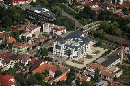 ROMANIA Bistrita ,Panoramic view from the plane,The Court,august 2019