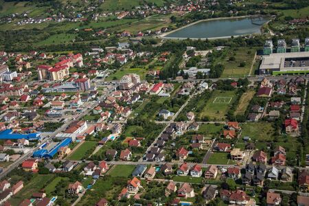 ROMANIA Bistrita ,Panoramic view from the plane,The Lake,august 2019