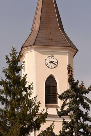 BISTRITA - reformed church tower, details, in Ianuarie 2016