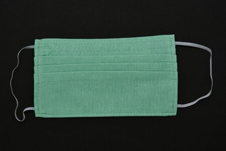 Homemade GREEN Cotton Face Mask ,Coronavirus mask  ,COVID-19の写真素材