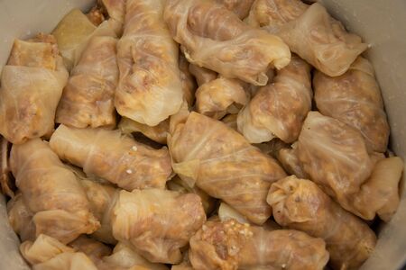 Sarmale, traditional Romanian food, rice in pickled cabbage leaves