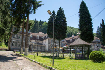 Sovata, city center, Romania, 2020, Transylvania,wooden buildingsのeditorial素材