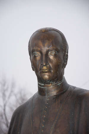 Bronze Statue of Ham Janos in Satu Mare , Romania, January 2020のeditorial素材