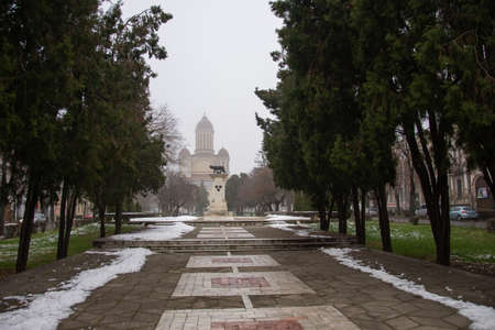 The monument of the Romanian Soldier from Satu Mare, Romania, January 2020