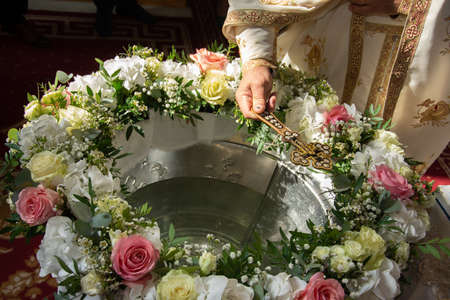floral arrangement for a baptismal font in Romania 2020