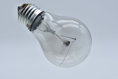 old light bulb with broken tungsten wolfram  filament