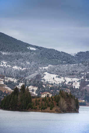 mountain landscape at Colibita Bistrita lake, Romania 2021