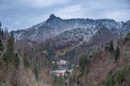 mountain landscape at Colibita Bistrita lake, Romania 2021