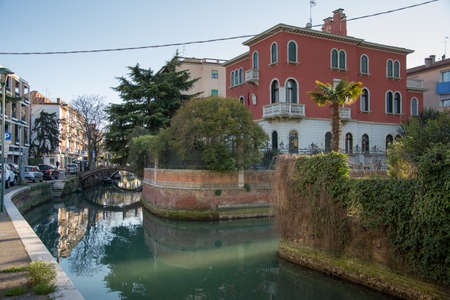 Italy  ,2019 ,Lido ,Venezia, via Orso Partecipazio street,のeditorial素材