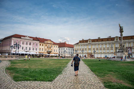 Beautiful  Baroque Square - Piata Unirii, Union Square in Timisoara - Romania ,july ,2021のeditorial素材