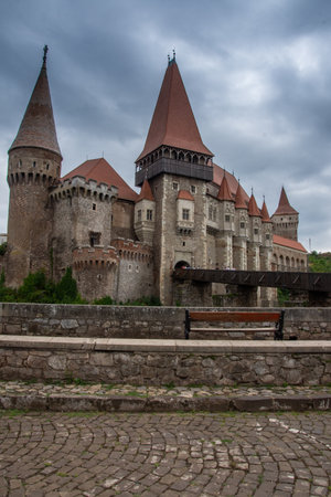 ROMANIA , Corvin Castle, Hunyadi Castle or Hunedoara Castle, july 2021 Transylvania,のeditorial素材