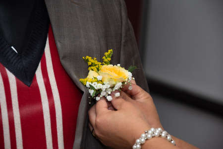 wedding flower for the bride's fatherの写真素材